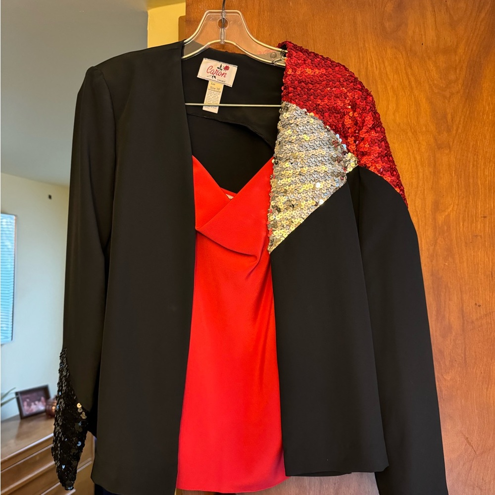 Two piece vintage Caron jacket and cami